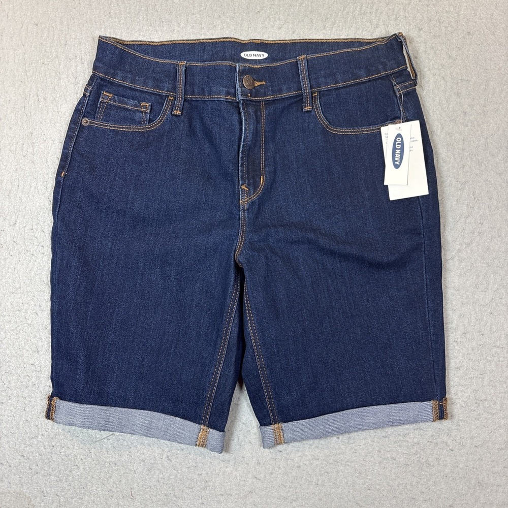 Old Navy Womans Denim Bermuda Shorts Size 6 NWT Dark Wash 9" Inseam